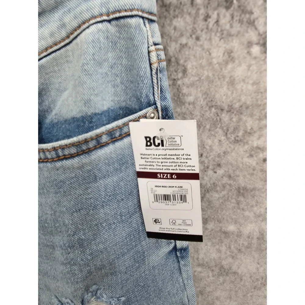Sofia Jeans Womens 6 Blue High Rise Cropped Flare Denim Raw Hem Distressed New - Picture 5 of 16